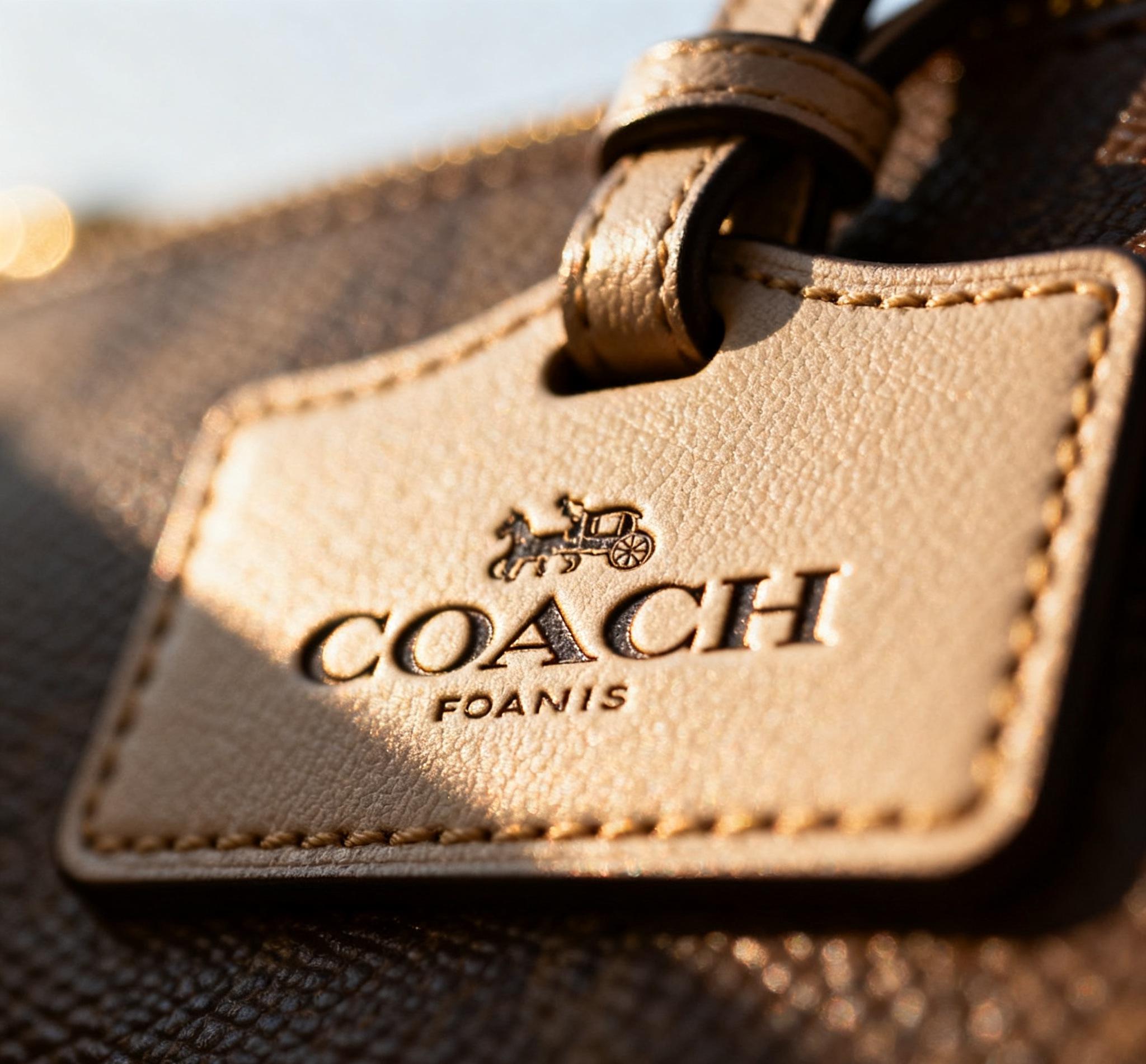 Authentic coach hang tags close-up with embossed logo details.